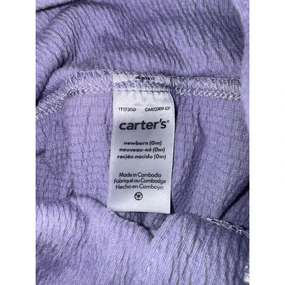 Carters Baby Girl Newborn Purple One Piece Outfit Snaps